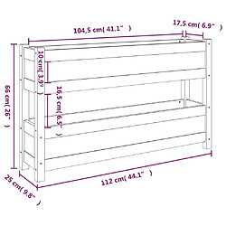 vidaXL Jardinière Gris 112x25x66 cm Bois massif de pin pas cher