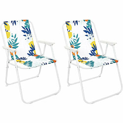 The Home Deco Factory Set de 2 chaises de jardin pliantes en acier et tissu Rio.