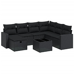 vidaXL Salon de jardin 8 pcs avec coussins noir résine tressée