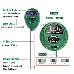 Nw 1776 Testeur de sol trois en un, hygromètre / jardin, pelouse, ferme, mesure du pH / lumière, adapté à la maison, à l'humidité intérieure et extérieure et aux instruments de jardinage d'instruments de pH pas cher