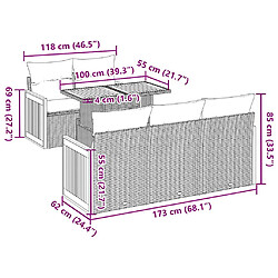 vidaXL Salon de jardin 6 pcs avec coussins beige résine tressée acacia pas cher