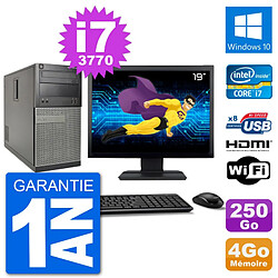 PC Dell 3010 MT Ecran 19" i7-3770 RAM 4Go Disque Dur 250Go HDMI Windows 10 Wifi - Occasion