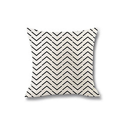 YP Select 4Pcs Géométrique Impression Numérique Accueil Oreiller Titulaire Lin Coussin Taille Oreiller Housse - 3 Noir 45X45Cm pas cher