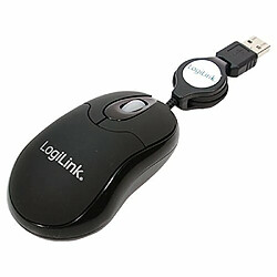 Logilink Mini Souris filaire pour portable (rétractable) (Noir)