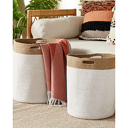 Beliani Lot de 2 paniers en coton blanc et beige KARDH