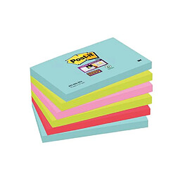 Notes couleurs Miami Super Sticky Post-it 76 x 127 mm - Bloc de 90 feuilles - Lot de 6