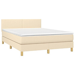 Avis Maison Chic Lit Adulte - Lit simple Lit à sommier tapissier avec matelas moelleux - Meuble de Chambre - Crème 140x200 cm Tissu -MN31814