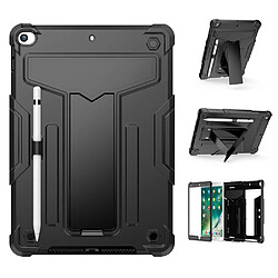 Coque en TPU + silicone avec béquille en forme de T, anti-chute, antichoc noir noir pour votre Apple iPad 10.2 (2021)