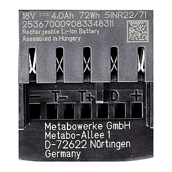 Avis Batterie Metabo LIHD 18 V 40 Ah 625367000