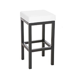 Decoshop26 Tabouret de bar x1 avec repose-pieds design simple hauteur d'assise 80 cm en PVC blanc et support en métal noir 10_0005408