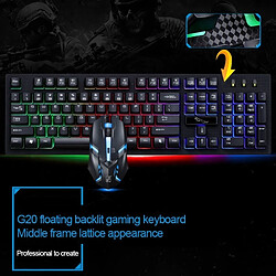 Wewoo Clavier QWERTY noir pour Ordinateur Portable, PC ZGB G20 1600 DPI Professionnel Filaire RGB Rétro-Éclairage mécanique Feel Suspension + Souris Optique Kit pas cher