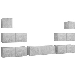 Maison Chic Ensemble de meubles TV 7 pcs | Banc TV Moderne pour salon | Meuble de Rangement - Gris béton Aggloméré -MN69332