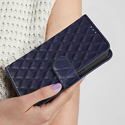 Acheter Avizar Étui Folio pour iPhone 15 Design rhombique matelassé collection Geo bleu nuit