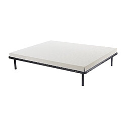 Vente-Unique Ensemble 140 x 190 cm cadre à lattes + matelas mousse déhoussable ép.9cm - OCHI de YSMÉE