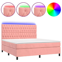 vidaXL Sommier à lattes de lit matelas et LED Rose 160x200 cm Velours