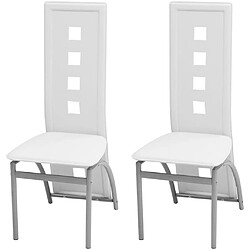 Decoshop26 Lot de 2 chaises de salle à manger cuisine design contemporain synthétique blanc CDS020190