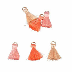 Paris Prix Lot de 6 Mini Pompons Bijoux 1cm Rose & Corail