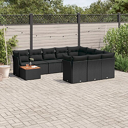 Maison Chic Salon de jardin 11 pcs avec coussins, Ensemble Tables et chaises d'extérieur noir résine tressée -GKD853042