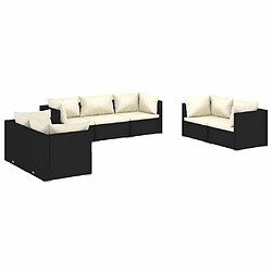 Maison Chic Salon de jardin 7 pcs + coussins - Mobilier/Meubles de jardin - Table et chaises d'extérieur Résine tressée Noir -MN71488