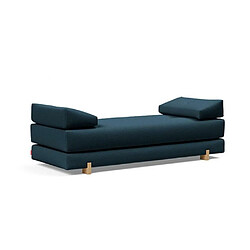 Inside 75 Méridienne design SIGMUND WOOD Navy Blue convertible lit 160*200 cm pieds chêne