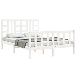 Acheter Maison Chic Lit adulte - Cadre Structure de lit avec tête de lit Contemporain blanc 160x200 cm bois massif -MN10286