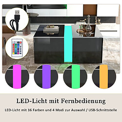 ComfortXL Table Basse Moderne Avec Lumières Led De 16 Couleurs, 73*60*34cm Noir Brillant