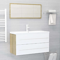 vidaXL Ensemble de meubles de salle de bain 2pcs blanc et chêne sonoma