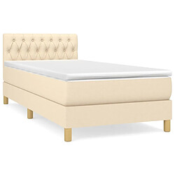 Maison Chic Lit adulte- Lit + matelas,Sommier à lattes de lit avec matelas Crème 100x200 cm Tissu -GKD71949