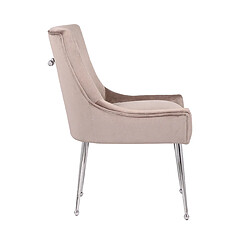 Acheter Vivenla Lot de 2 Chaises de salle à manger design revêtement en velours taupe avec poignet à l'arrière et piètement en acier argenté collection JERSEY