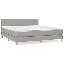 vidaXL Sommier à lattes de lit avec matelas Gris clair 160x200cm Tissu