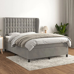 Maison Chic Lit Adulte - Lit simple Lit à sommier tapissier et matelas moelleux - Meuble de Chambre - Gris clair 140x200cm Velours -MN66267