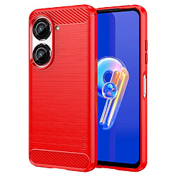 Coque en TPU MOFI surface brossée, texture fibre de carbone, anti-chutte pour votre Asus Zenfone 9 5G - rouge