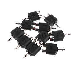 10 Pcs 3,5 Mm Aux Stéréo Audio Mâle À 2 Femelle RCA Adaptateur