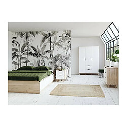 Avis FINLANDEK Commode de chambre VANKKA scandinave decor chene et blanc mat + pieds en bois massif - L 80 cm