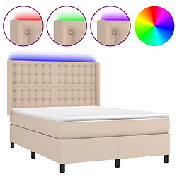 vidaXL Sommier à lattes de lit matelas LED Cappuccino 140x190 cm