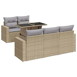 vidaXL Salon de jardin avec coussins 6 pcs beige résine tressée