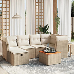 Maison Chic Salon de jardin avec coussins 7 pcs, Ensemble Tables et chaises de jardin, beige résine tressée -GKD382767