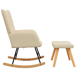 Acheter vidaXL Chaise à bascule avec tabouret Crème Tissu