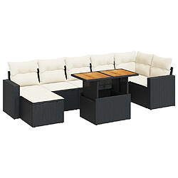 vidaXL Salon de jardin 8 pcs avec coussins noir résine tressée