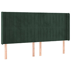 Maison Chic Tête de lit moderne avec oreilles pour chambre - Décoration de lit Vert foncé 163x16x118/128 cm Velours -MN25475