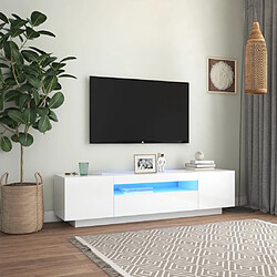 Maison Chic Meubles TV avec lumières LED - Banc TV pour salon blanc brillant 160x35x40 cm -MN35395