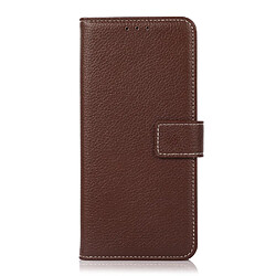 Etui en PU texture litchi, fermeture magnétique avec support, marron pour votre Realme C20/C11 (2021)