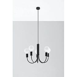 Luminaire Center Suspension Piccolo Acier Noir 5 ampoules 100cm