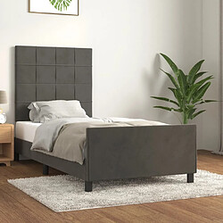 Maison Chic Lit adulte - Cadre Structure de lit avec tête de lit Contemporain Gris foncé 90x200 cm Velours -MN48180