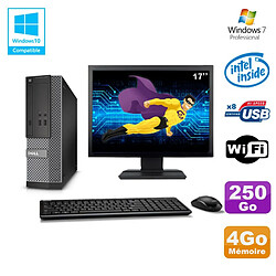 Lot PC Dell Optiplex 3020 SFF Intel G3220 3GHz 4Go 250Go DVD Wifi W7 + Ecran 17" - Occasion