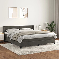 Maison Chic Lit Adulte - Lit simple Lit à sommier tapissier et matelas moelleux - Meuble de Chambre - Gris foncé 180x200cm Velours -MN93237