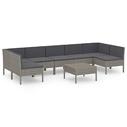 Maison Chic Salon de jardin 8 pcs + coussins - Mobilier/Meubles de jardin - Table et chaises d'extérieur Résine tressée Gris -MN13542