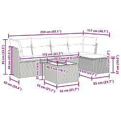 vidaXL Salon de jardin 6 pcs avec coussins noir résine tressée pas cher