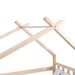 Mes Lit tipi enfant 90x190 cm en bois naturel et rangements blanc pas cher