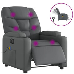 vidaXL Fauteuil de massage inclinable électrique gris similicuir